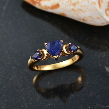 D'Joy Masoala Saphir (Fissure gef&uuml;llt) Ring 925 Silber vergoldet (Gr&ouml;&szlig;e 21.00) ca. 1,78 ct