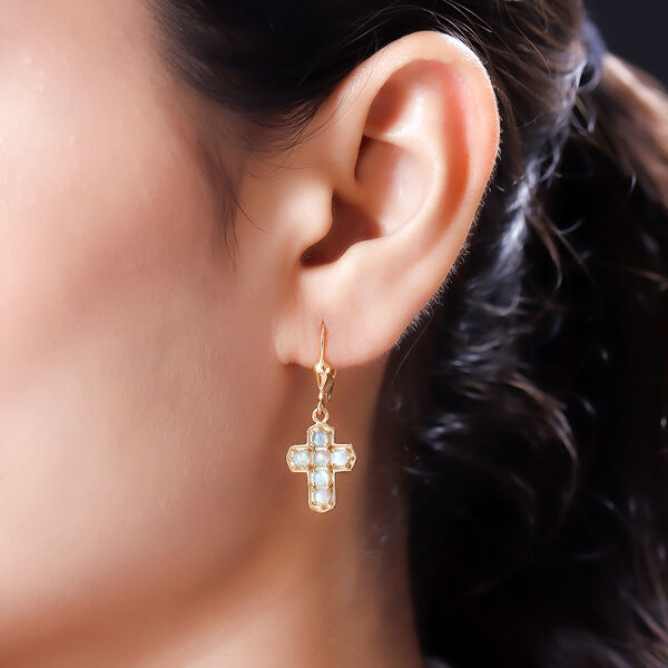 Nat&uuml;rliche, &auml;thiopische Opal-Ohrringe, 925 Silber vergoldet ca. 0,88 ct image number 3