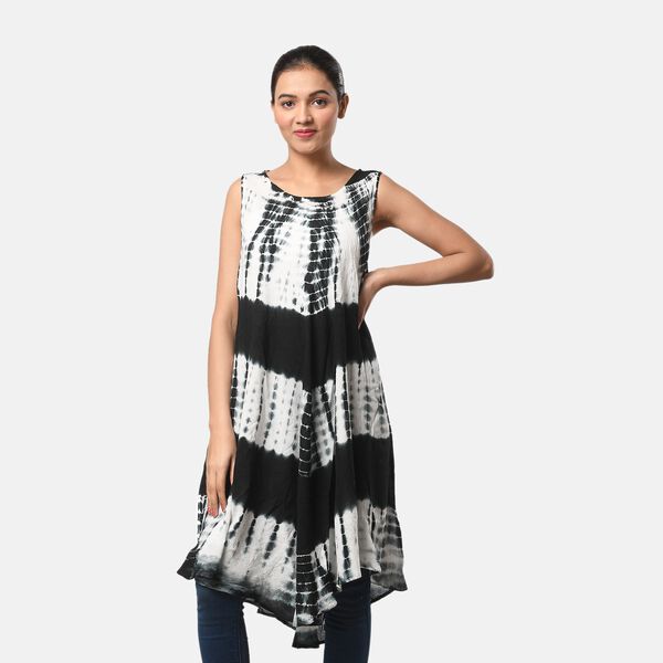 Tie Dye Kleid, Einheitsgr&ouml;&szlig;e, Wei&szlig; und Schwarz image number 3