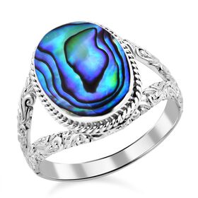 Royal Bali Kollektion - Abalone Muschel Ring, 925 Silber, ca. 0,01 ct.
