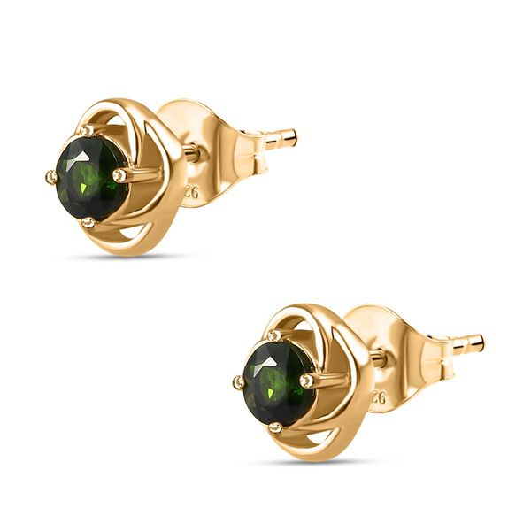 Nat&uuml;rlicher Chromdiopsid Ohrringe 925 Silber vergoldet ca. 0,54 ct. image number 4