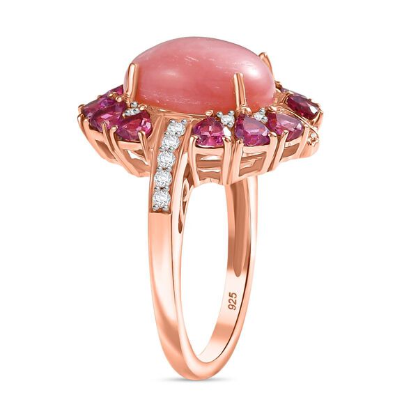 Herzklang - D'joy AA Vinicunca-Peruanischer Opal, Nat&uuml;rlicher Rhodolith Granat Ring 925 Silber 750 Ros&eacute;gold Vermeil (Gr&ouml;&szlig;e 20.00) ca. 6.07 ct image number 5