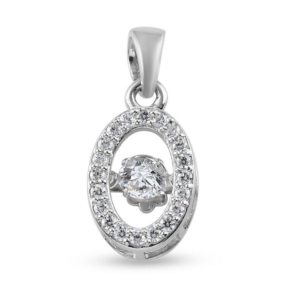 LUSTRO STELLA Hergestellt mit ZIRKONIA Tanzen Stein Anhänger 925 Silber Platin-Überzug ca. 0,80 ct image number 0