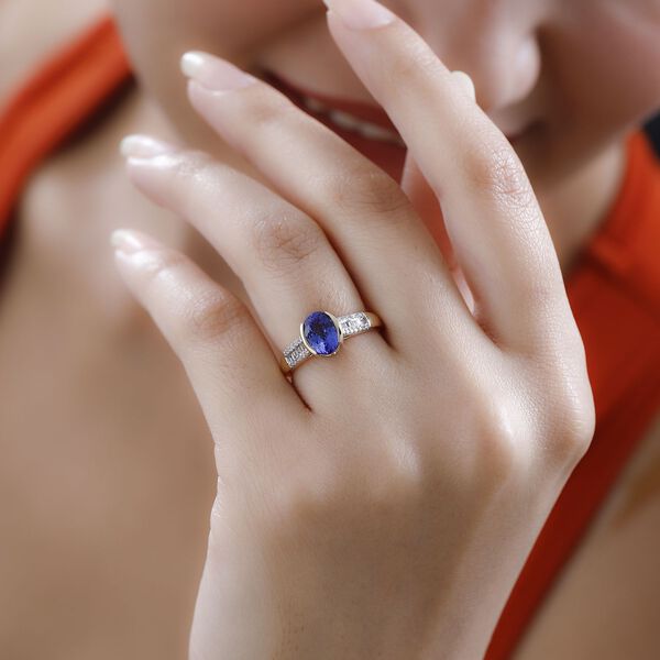 AAA Tansanit und Diamant Ring in 585 Gelbgold - 1,60 ct. image number 3