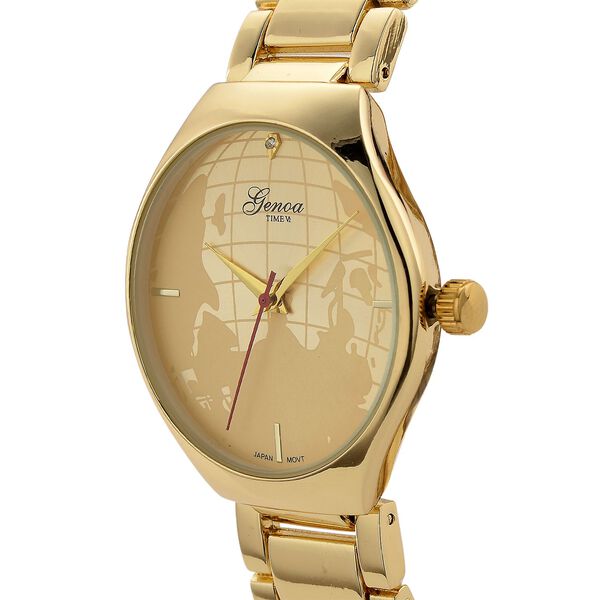 GENOA - Wei&szlig;er Diamant Uhr mit Japanisches Uhrwerk, 3 ATM Wasserdicht, 316L Edelstahl, Gelb image number 3