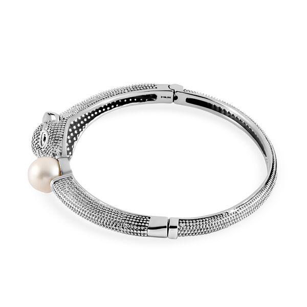 Weißer Süßwasserperlen- und schwarzer Spinell-Armreif, ca. 19 cm, ca. 6,81 ct image number 4