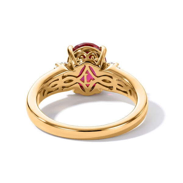 LUXURIANT DIAMOND - AAA Lab Grown Rubin, Wei&szlig;er Diamant Ring 925 Silber Gold (Gr&ouml;&szlig;e 19.00) ca. 2,77 ct image number 4
