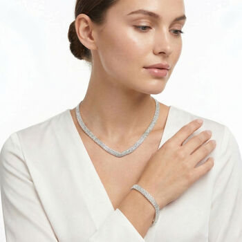 Netz-Design 19cm Armband und 50cm Halskette in 925 Silber