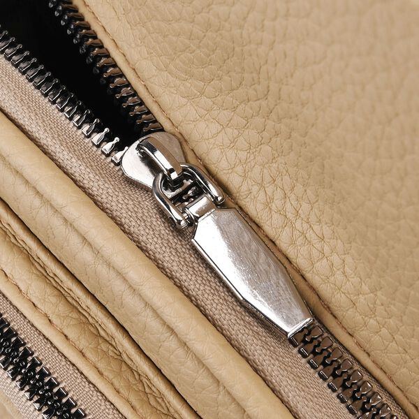 Beige PU Brusttasche und LA MAREY Ombre Chiffon Seiden Schal image number 7