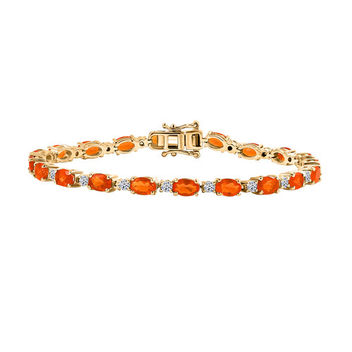 AAA Blaze Feueropal, Lab Grown Diamant Armband ca. 19 cm 925 Silber 750 Gelbgold Vermeil ca. 7,42 ct. image number 0