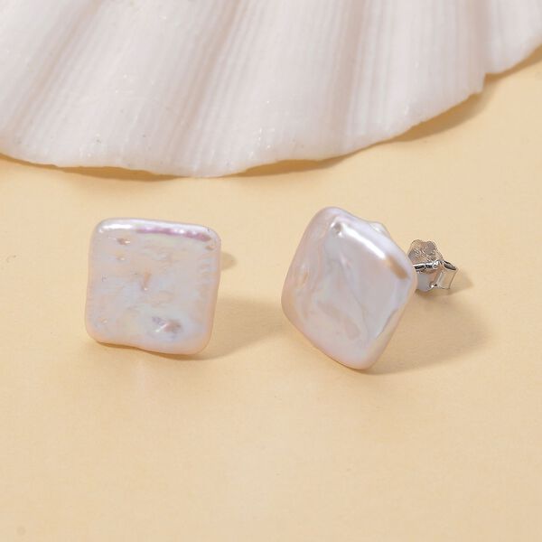 Keshi Perle Quadrat Ohrstecker image number 1