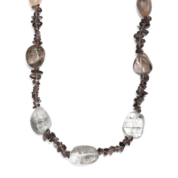 Lodlith, Rauchquarz Halskette ca. 60 cm 316L Edelstahl ca. 145.00 ct