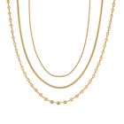 3er Set - Kugelkette 40 cm,  Gliederkette 45 cm, Ankerkette 55 cm, Edelstahl, Goldfarben