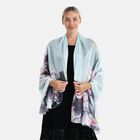  LA MAREY signature 100% silk scarf110*195cmweight:40gcolor:light blue with floral patternsMaterial:100% Mulberry silk