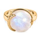 Regenbogen Mondstein Ring, 925 Silber Gelbgold Vermeil, (Größe 21.00) ca. 11.55 ct