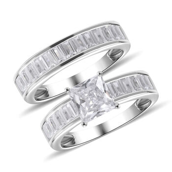 LUSTRO STELLA 2er-Set- wei&szlig;e Zirkonia-Ringe - 5,04 ct.