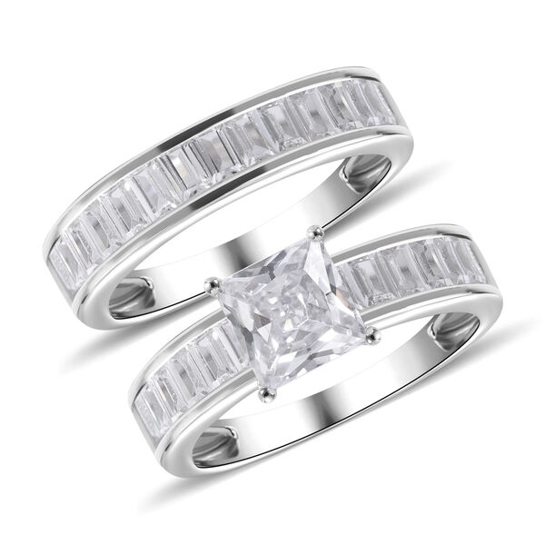 LUSTRO STELLA 2er-Set- wei&szlig;e Zirkonia-Ringe - 5,04 ct. image number 2