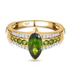 Natürlicher Chromdiopsid-Ring, 925 Silber Gelbgold Vermeil (Größe 16.00) ca. 1.55 ct