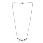 Tansanit und Zirkon Halskette 45 cm 925 Silber platiniert ca. 2,15 ct