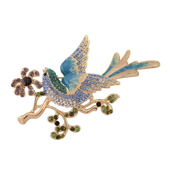 Mehrfarbiger Kristall Brosche emailliert image number 0