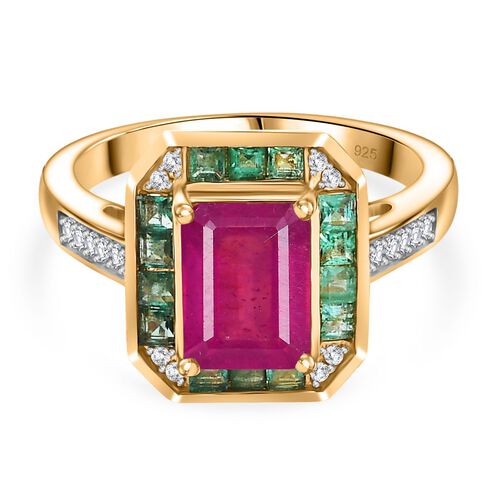 AA Afrikanischer Rubin , Smaragd und Zirkon Ring - 2,9 ct. image number 0