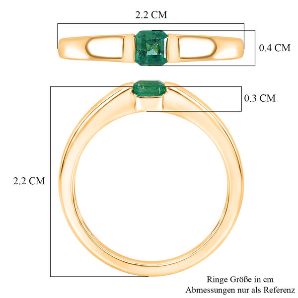 D'Joy AAA Kagem Sambischer Smaragd Ring 925 Silber 750 Vergoldet (Gr&ouml;&szlig;e 17.00) (10-15 Werktage Lieferzeit) ca. 0.32 ct image number 6