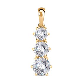 Moissanit Anhänger, 925 Silber 750 Gelbgold Vermeil - 2,38 ct.