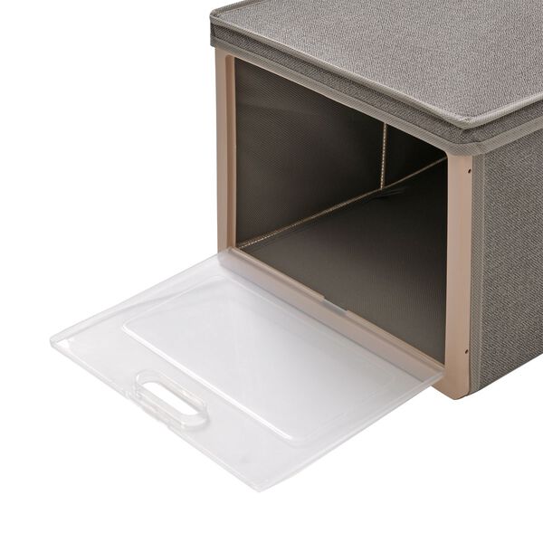 Faltbare Aufbewahrungsbox mit Stoffbezug und Klappdeckel, Gr&ouml;&szlig;e 30x25x40 cm, Khaki image number 4