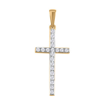 Diamant-Kreuz-Anh&auml;nger, 925 Silber vergoldet ca. 0.33 ct