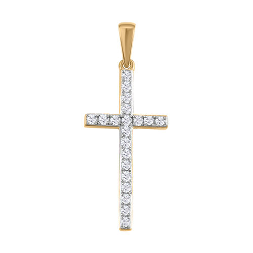 Diamant-Kreuz-Anhänger, 925 Silber vergoldet ca. 0.33 ct image number 0