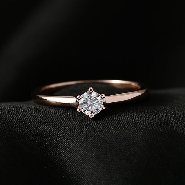 Moissanit Ring 925 Silber Ros&eacute;gold Vermeil (Gr&ouml;&szlig;e 19.00) ca. 0,24 ct image number 1
