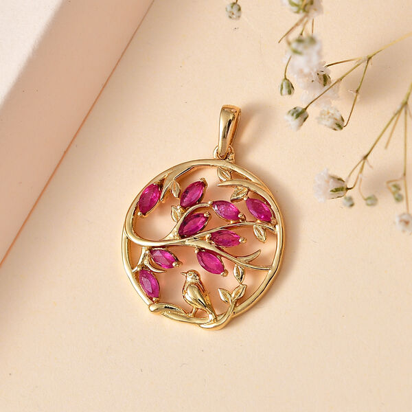 Afrikanischer Rubin (Fissure gefüllt) Anhänger 925 Silber 750 Gelbgold Vermeil ca. 1.12 ct image number 2