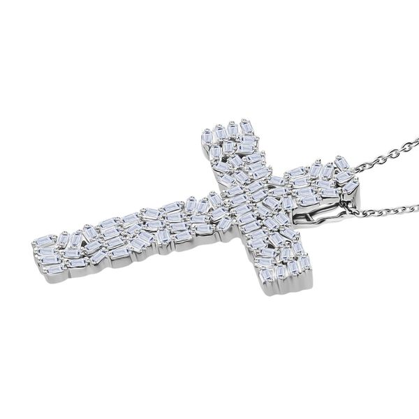 LUXURIANT SI-GH SGL zertifizierter Labor Diamant Kreuz Anh&auml;nger mit 50cm Kette, 925 Silber rhodiniert - 1 ct. image number 2