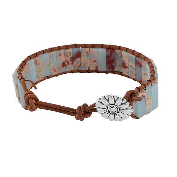 Imperial Blaues und Rotes Jaspis Armband, ca. 19 cm, Schwarz oxidiert ca. 80.00 ct image number 4