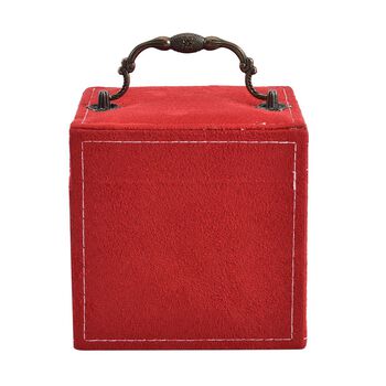 Schmuckk&auml;stchen aus Samt mit Spiegel, Schloss und Griff, 3 Ebenen, Rot