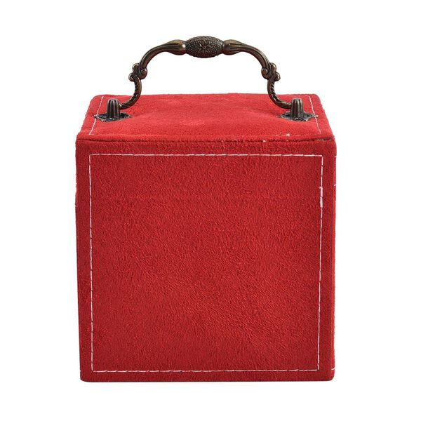 Schmuckkästchen aus Samt mit Spiegel, Schloss und Griff, 3 Ebenen, Rot image number 3