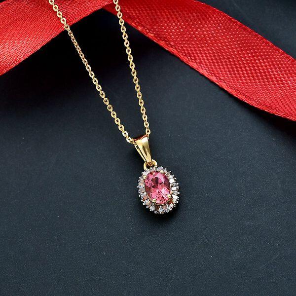 D'Joy Blush Turmalin, roter Diamant und Zirkon Anhänger mit 50cm Kette - 1 ct. image number 1