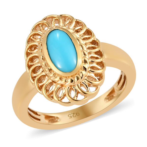 Nat&uuml;rlicher Sleeping Beauty T&uuml;rkis-Ring, 925 Silber vergoldet  ca. 0,58 ct image number 5