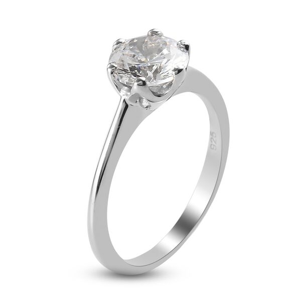 LUSTRO STELLA Hergestellt mit ZIRKONIA Solitär-Ring 925 Silber Platin-Überzug image number 4