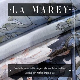LA MAREY: Premium Selection - 100% Maulbeerenseiden-Halstuch mit Garten Druck, 35x150 cm, Blau