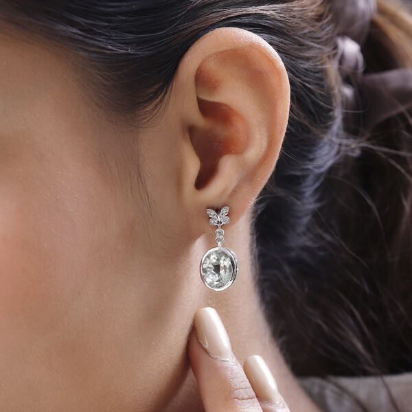 Prasiolith und wei&szlig;e Zirkon Ohrringe, 925 Silber platiniert ca. 6.74 ct image number 3