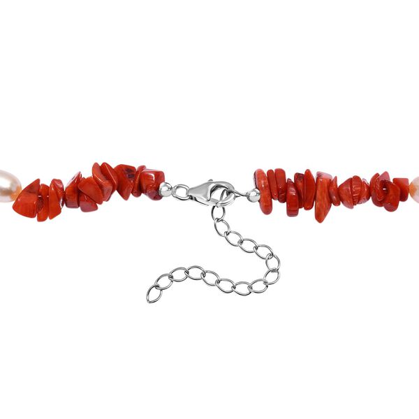 Schwamm Koralle und mehrfarbige S&uuml;&szlig;wasserperle Halskette, 45cm image number 5