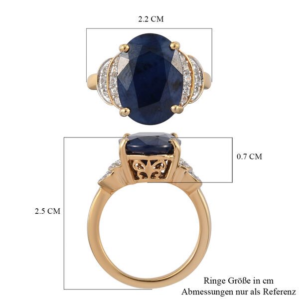 Verbreitet blauer Saphir und Zirkon Ring 925 Silber vergoldet  ca. 7,35 ct image number 7