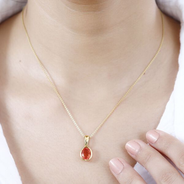 Padparadscha Quarz Triplette Anh&auml;nger 925 Silber 750 Gelbgold Vermeil ca. 2.02 ct image number 3