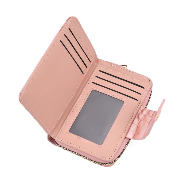 Elegante Geldbörse mit Krokoprägung, RFID-Schutz, 14,5×9,5cm, Rosa image number 5