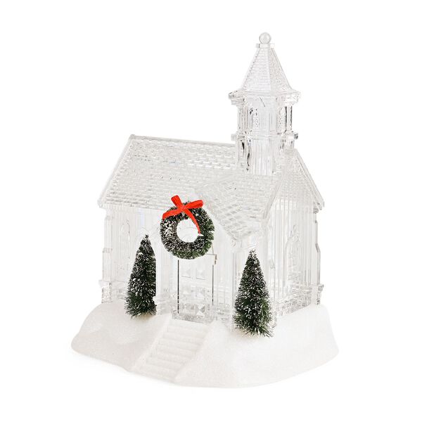 Weihnachts Deko Wasser Lampe Kirche, warmwei&szlig;es LED, Musikfunktion, 17.2 x 14 x 23 cm, Transparent, Batteriebetrieb 3 x AAA nicht enthalten image number 0