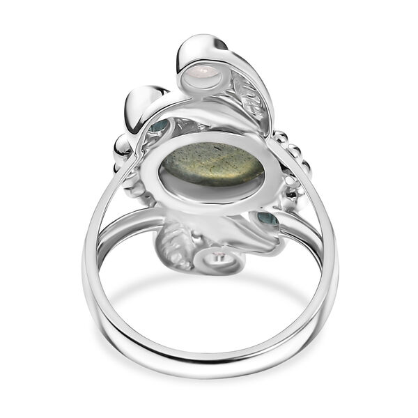 Sajen Silber - AAA Labradorit, Schweizer Blautopas, Schweizer Blautopas Ring 925 Silber rhodiniert (Gr&ouml;&szlig;e 19.00) ca. 5.07 ct image number 5