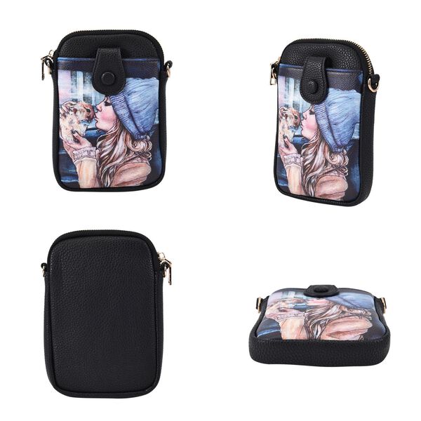 Crossbody-Tasche aus Kunstleder, Frau- und Strand-Muster image number 4