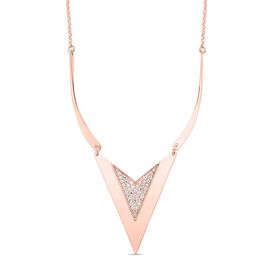 Weiße Kristall-Halskette in Roségoldton, 50 cm - 0,80 ct.