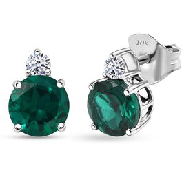 AAA Lab Created Smaragd, Lab Grown Diamant Ohrringe 417 Gold ca. 3,24 ct.